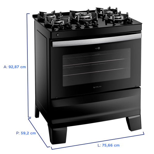 FOGAO 5B ATLAS AGILE GLASS MESA VIDRO C/ ACEN